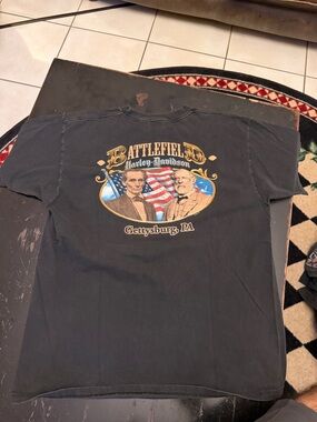 Rare print Harley-Davidson Black Tee with Patriotic Gettysburg Graphic XL
